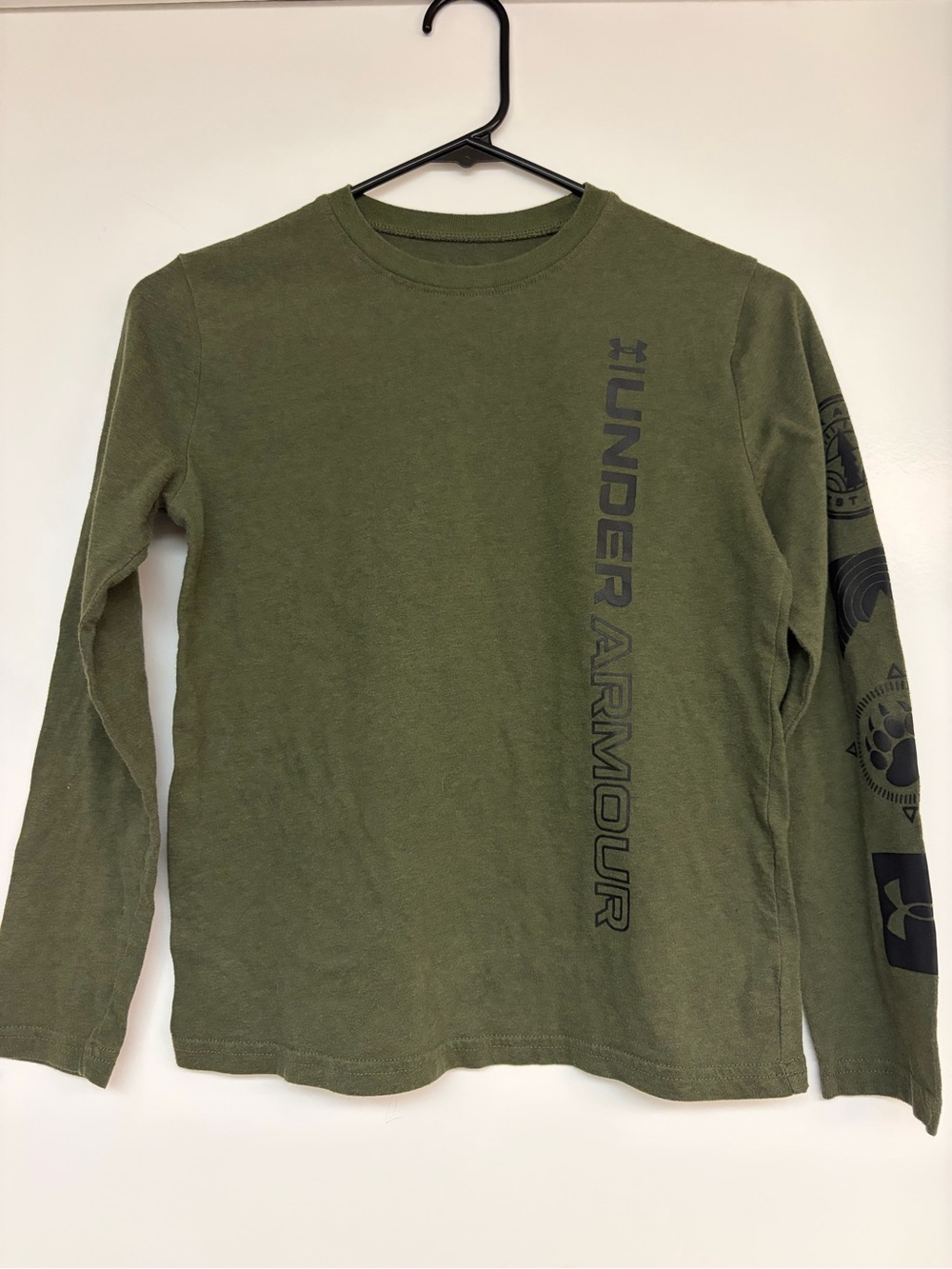 Under Armour Olive Green Long Sleeve Tee with Black Logo
